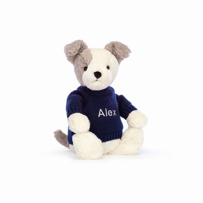 Jellycat Bashful Terrier with Navy Jumper USA | 23518MPJH